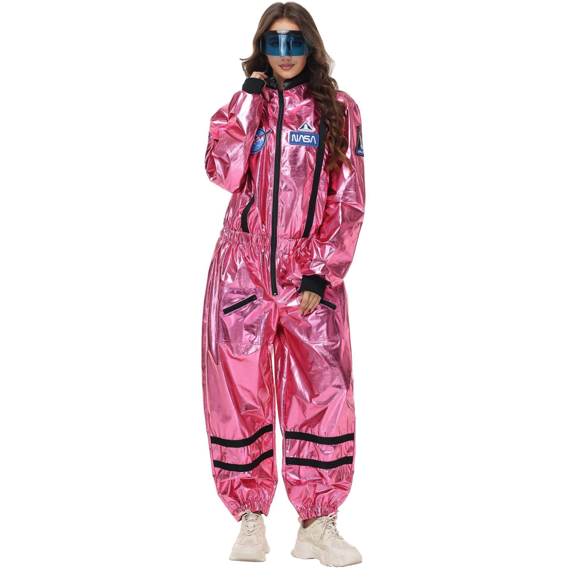Adult Silver Astronaut Costume Men Women Spaceman Suit Space Jumpsuit Halloween Cosplay Party Dress Up