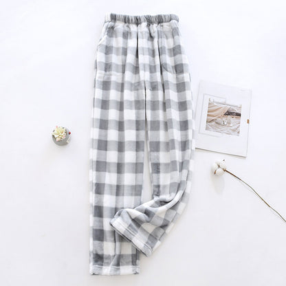 Women Pajama Pants Yoga Pants Elastic Waist Fuzzy Fleece Plaid Bottoms Soft Lounge Sleepwear With Pockets Plush Pajamas Pants