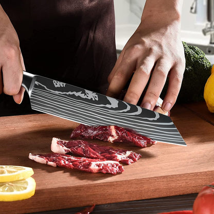 MDHAND Faca de Cozinha 8 Polegadas Aço Carbono Alto Forjada à Mão Faca de Chef Afiada Cutelo de Carne Legumes Faca de Cozinha Profissional