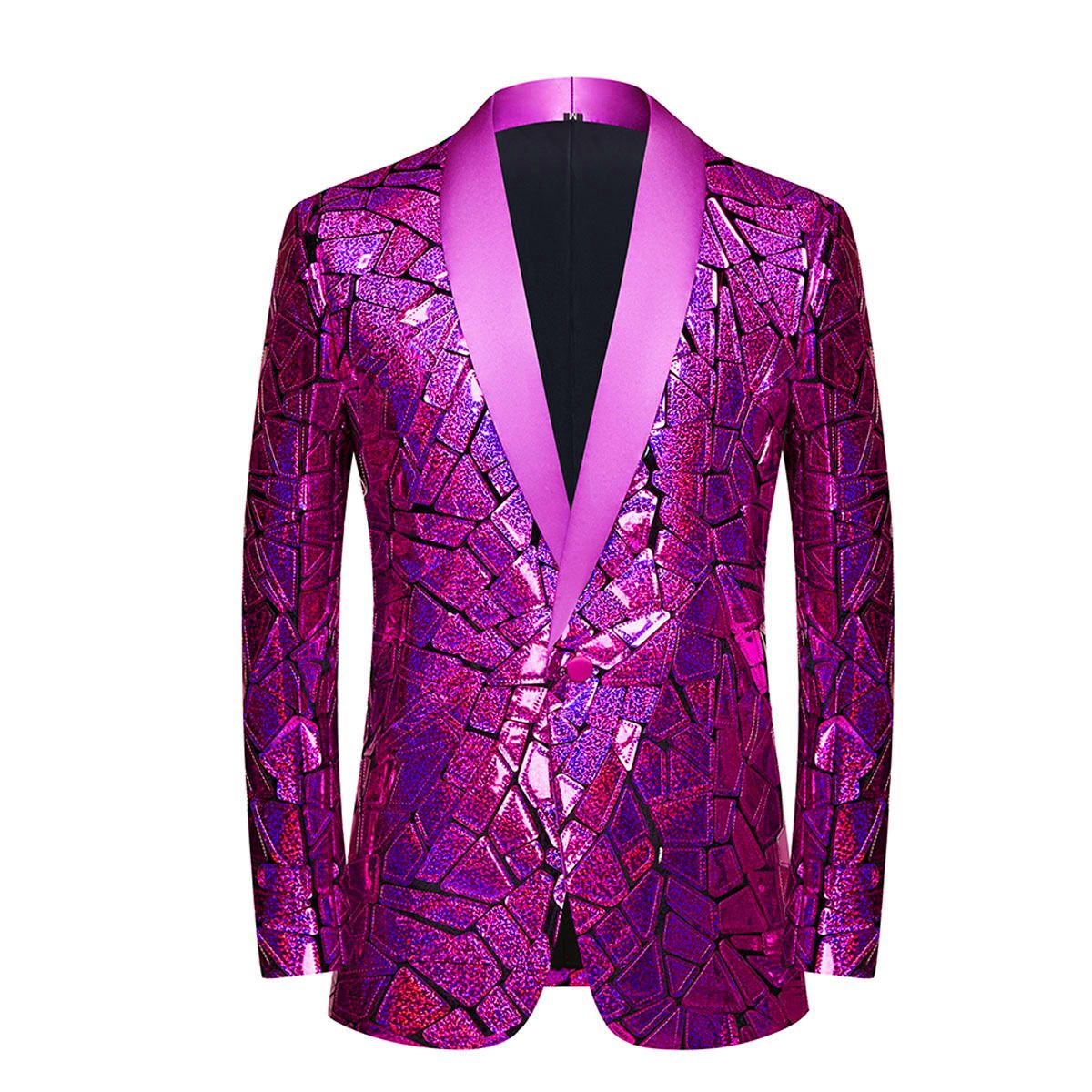 Luxury Laser Sequin Tuxedo Blazer Jacket Men One Button Shawl Lapel Dress Suit Blazer Male Party Stage Prom Singer Costume Homme