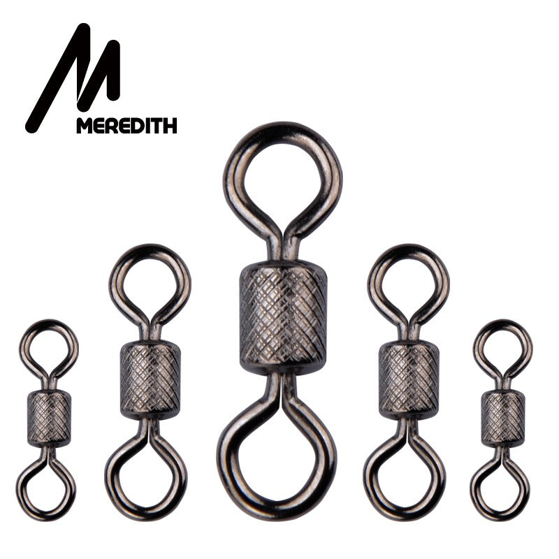 Meredith 50PCS/Lote Giradores de Pesca Rolamento de Esferas Giratório com Fecho de Segurança Anéis Sólidos Giratório para Acessórios de Pesca de Carpa