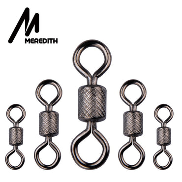 Meredith 50PCS/Lote Giradores de Pesca Rolamento de Esferas Giratório com Fecho de Segurança Anéis Sólidos Giratório para Acessórios de Pesca de Carpa