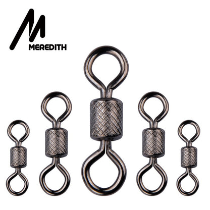 Meredith 50PCS/Lote Giradores de Pesca Rolamento de Esferas Giratório com Fecho de Segurança Anéis Sólidos Giratório para Acessórios de Pesca de Carpa