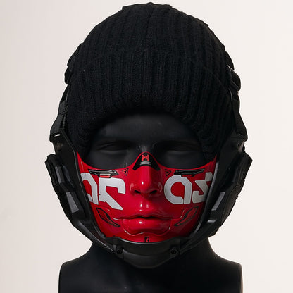 Cyberpunk Half Face Mask Mecha Style Halloween Cosplay Mask Adjustable Straps Breathable Comfort Tactical Streetwear Motorcycle