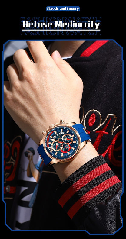 POEDAGAR Luxury Military Men Watch Calendar Chronograph Waterproof Luminous Man Wristwatch Fashion Silicone Quartz Men's Watches