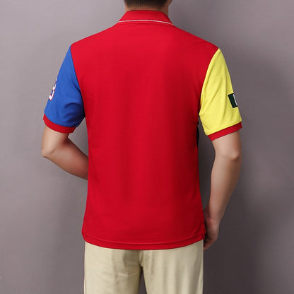 New men's polo shirt Italian leisure advanced pure cotton high-end embroidery luxury original design color contrast