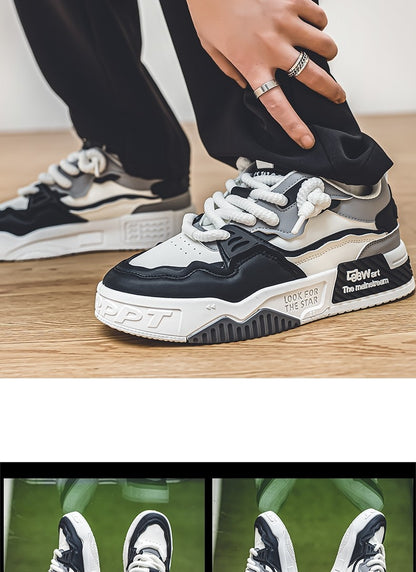 Men's Trendy Skate Shoes, Comfy Non Slip Casual Lace Up Sneakers For Men's Outdoor Activities