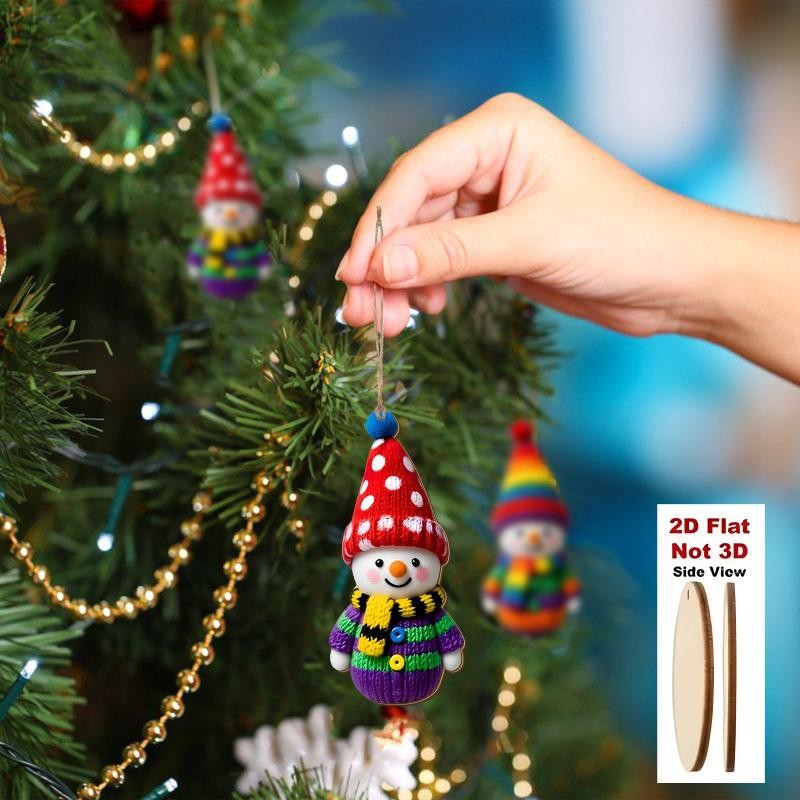 New··8/16Pcs 2D Christmas Snowman Pendants Wood Cartoon Xmas Tree Hanging Ornament DIY New Year Party Atmosphere Decor Supply