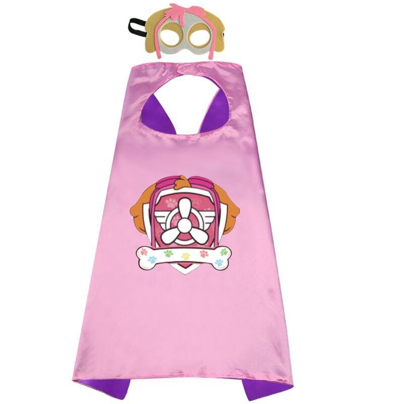 Anime Dog Patrol Kids Cosplay Costume Cape with Eye Mask Halloween Marshall Chase Skye Zuma Rubble Rocky Children's Dress-Up
