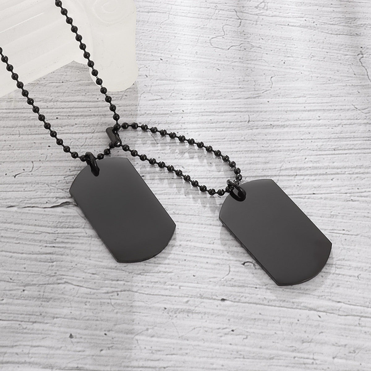 Colar Masculino Dog Tag Militar Retangular Duplo Aço Inoxidável Titânio Joia de Exército Masculino Presente