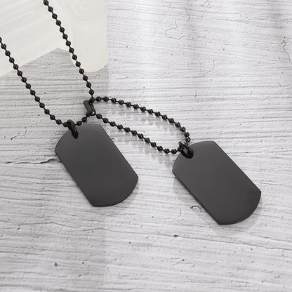 Colar Masculino Dog Tag Militar Retangular Duplo Aço Inoxidável Titânio Joia de Exército Masculino Presente