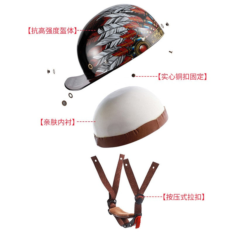Boné de beisebol com personalidade retrô de gângster para homens e mulheres, capacete de motocicleta, capacete de beisebol, capacete de carro elétrico, meio capacete
