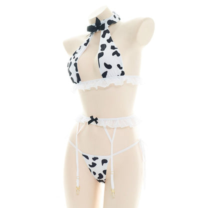 AniLV Cow Series Swimsuit Bodysuit Bikini Maid Unifrom Costume Summer Beach Kawaii Girl Swimwear Skirt Uniform Set Cosplay