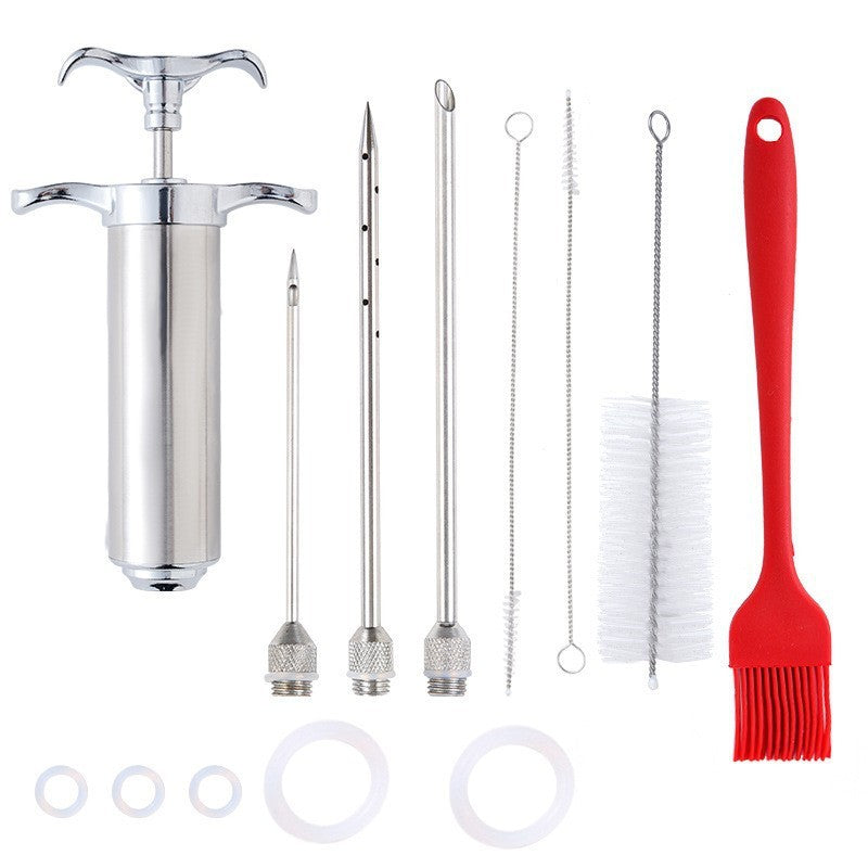 Conjunto de Seringa para Temperos em Aço Inoxidável Injetor de Sabor para Carne Peru Frango Molho Marinada Acessórios de Cozinha Doméstica