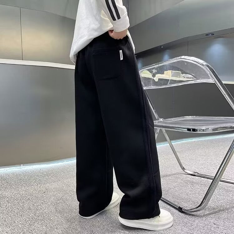 Autumn Boys Causal Pants Kids Loose Cotton Sports Pants 110-170 Black Grey Soft Trousers for Children Spring Kids Clothing 2025