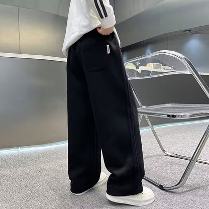 Autumn Boys Causal Pants Kids Loose Cotton Sports Pants 110-170 Black Grey Soft Trousers for Children Spring Kids Clothing 2025