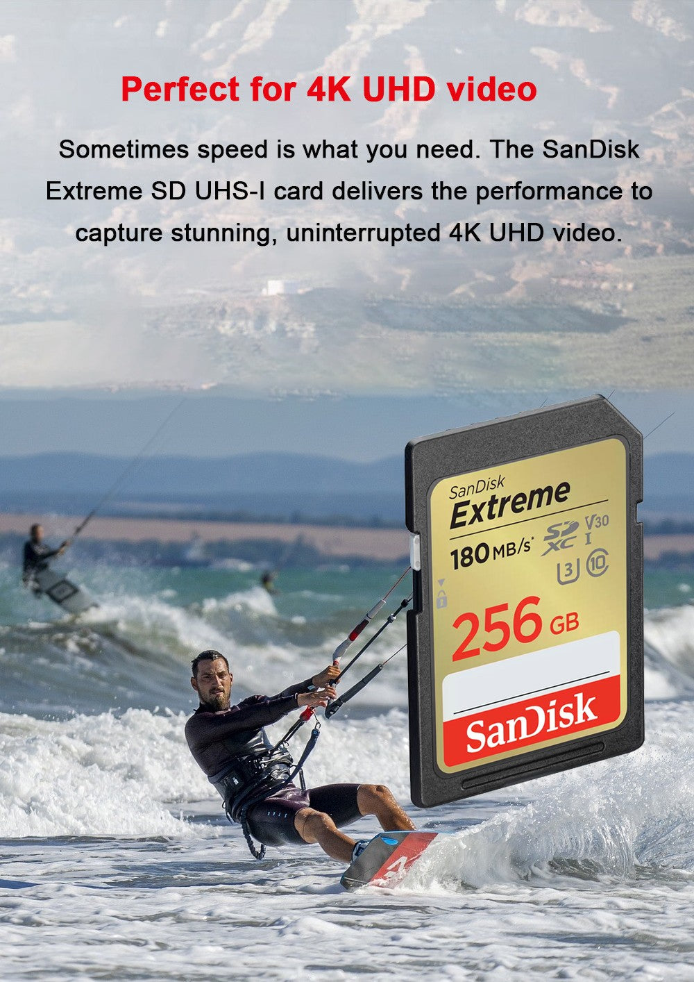 Cartão SD SanDisk 32 GB SDHC 64 GB 128 GB 256 GB Cartão SDXC Cartões de memória C10 Velocidade de leitura de até 200 MB/s U3 V30 Cartões Flash 4K UHD para Câmera