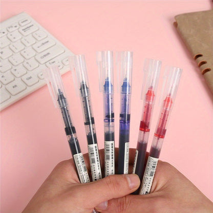 24 Pcs Straight Liquid Ball Pen Quick Drying Test Signature Gel Pen 0.5mm Black Blue Ink School Office Ball Pen