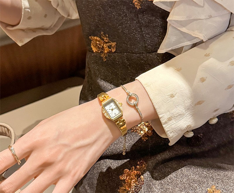 GEDI Square Watch Woman Gold Silver Small Dial Fashion Quartz Women's Wristwatches Ladies Luxury Vintage Bracelet Watch Gifts