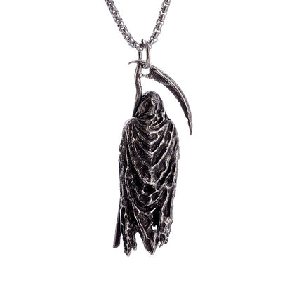 Colar Pingente Ceifador da Morte Gótico Misterioso Diabo Masculino Personalidade Punk Retro Halloween Joias da Moda