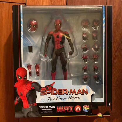 Boneco de Ação MAFEX113 Homem-Aranha Versão Homem-Aranha Longe de Casa Boneco Articulado Brinquedos Modelo Presente Para Namorado Crianças
