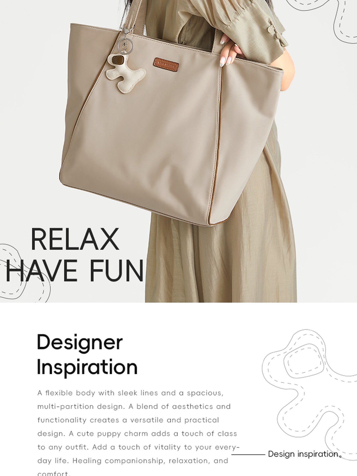 LEFF Luxury Women's Tote Bag Crossbody Bag High End Large Capacity Shoulder Bags Nylon Waterproof Commuting Bag Outdoor Bags