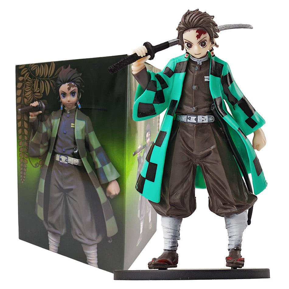 Boneco de Ação do Anime Demon Slayer - Kamado Tanjirou com Agatsuma Zenitsu e Nezuko PVC Modelo Brinquedos Kimetsu No Yaiba Guerreiros