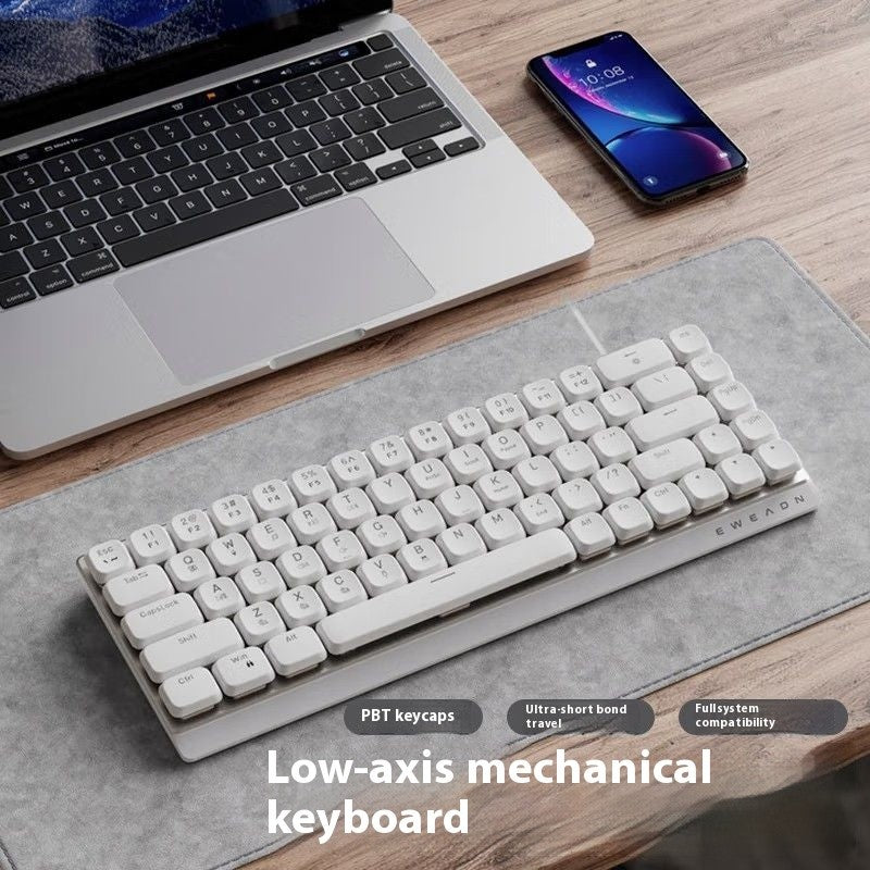 Teclado Gamer Sem Fio Ergonômico EWEADN Tri-Modo, BT/2.4G/Com Fio, Switch de Perfil Baixo, Tela, Silencioso, Botão Giratório, para PC/Laptop