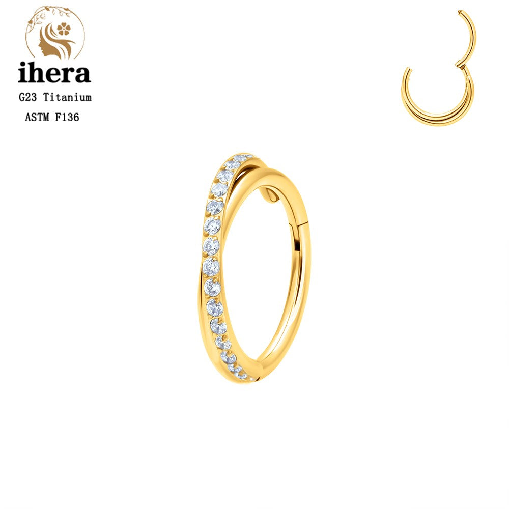 G23 Titânio Anel de Nariz Clicker Orelha Cartilagem Tragus Hélix Daith Brincos Redondos Argolas Zircônia Cúbica 16G Segmento Articulado Joia de Piercing Corporal