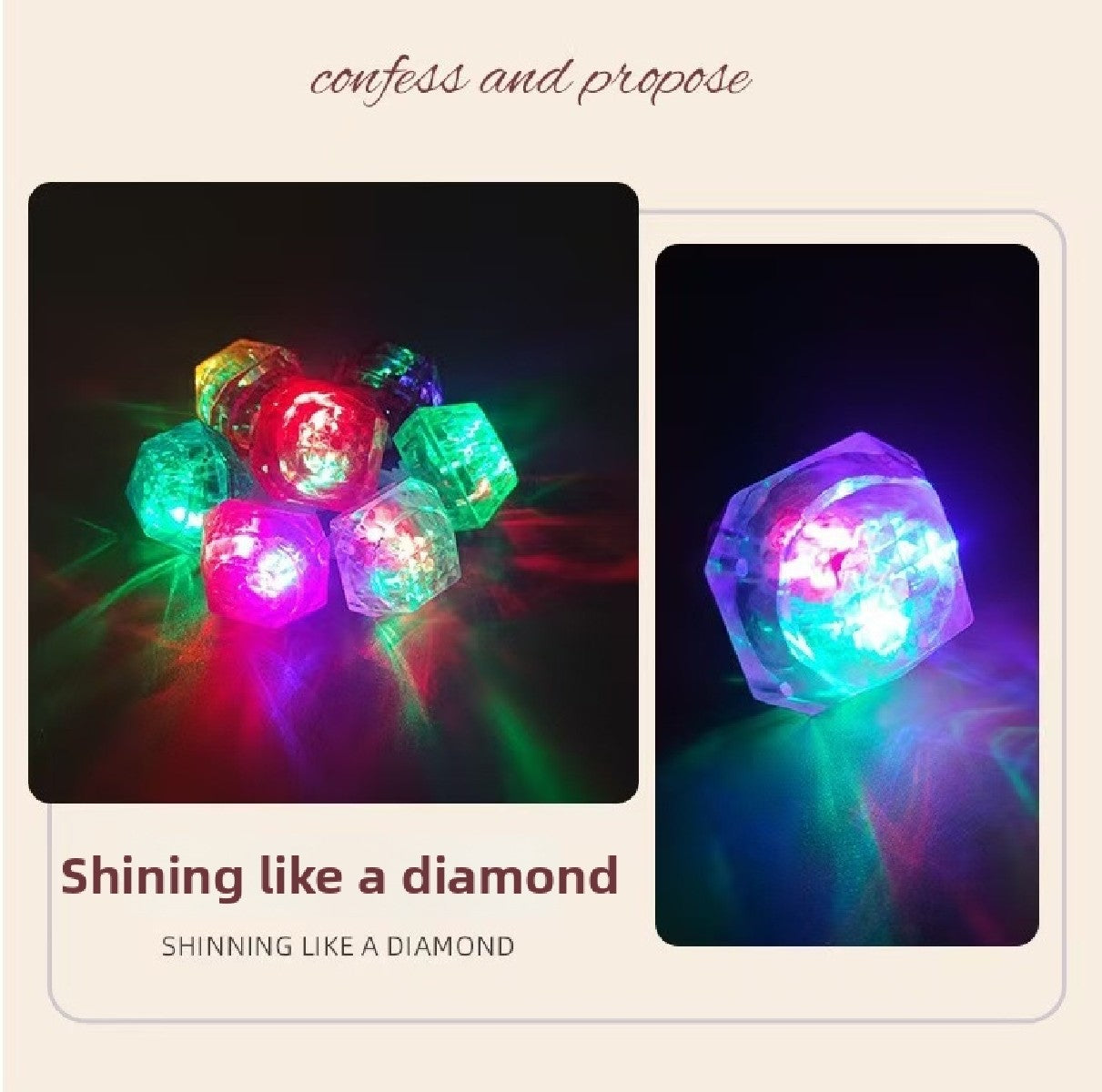 LED Light Up Diamond Rings, Flashing Glow in the Dark Party Favors for Bachelorette, Wedding, Bridal Shower, Birthday Kids