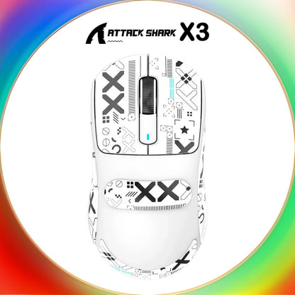 Mouse Gamer Sem Fio Attack Shark X3 49g Ultraleve Sensor PAW3395 26K DPI Tri-Mode Macro Programável RGB para PC/Mac