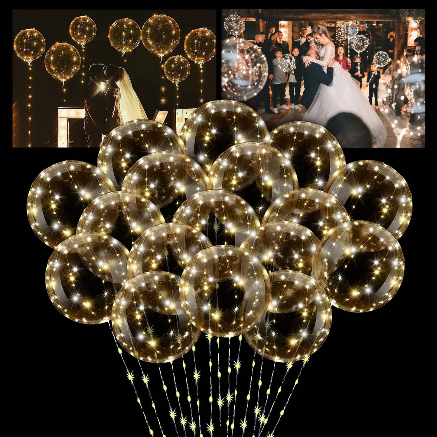 10pcs LED Bobo Balloon (without battery) for wedding proposal decoration, birthday party, outdoor courtyard lighting decoration