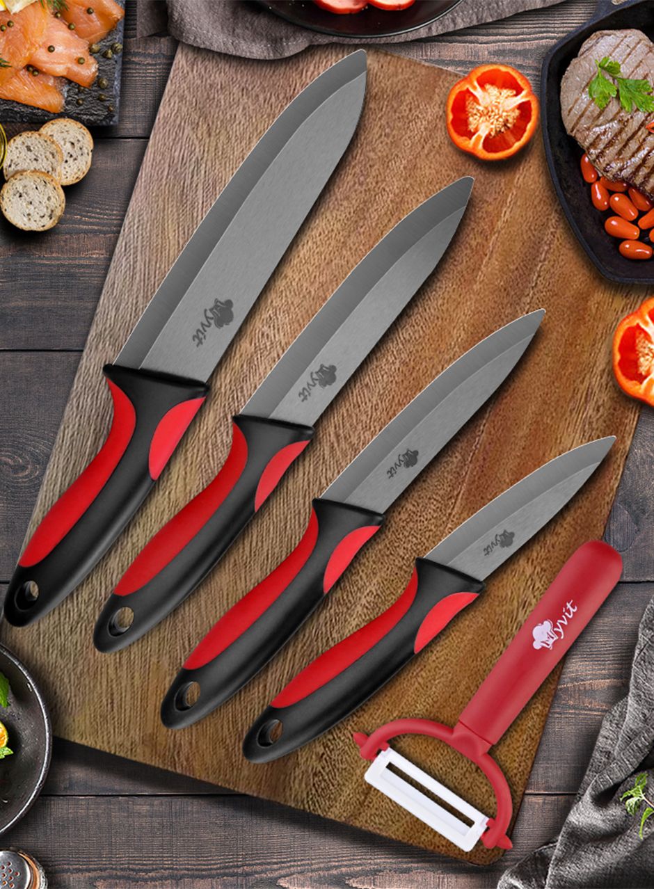 Faca de Cozinha Chef Inoxidável Faca de Cerâmica para Frutas Faca Utilitária Doméstica para Fatiar Legumes Lâminas Pretas Afiadas para Cozinhar