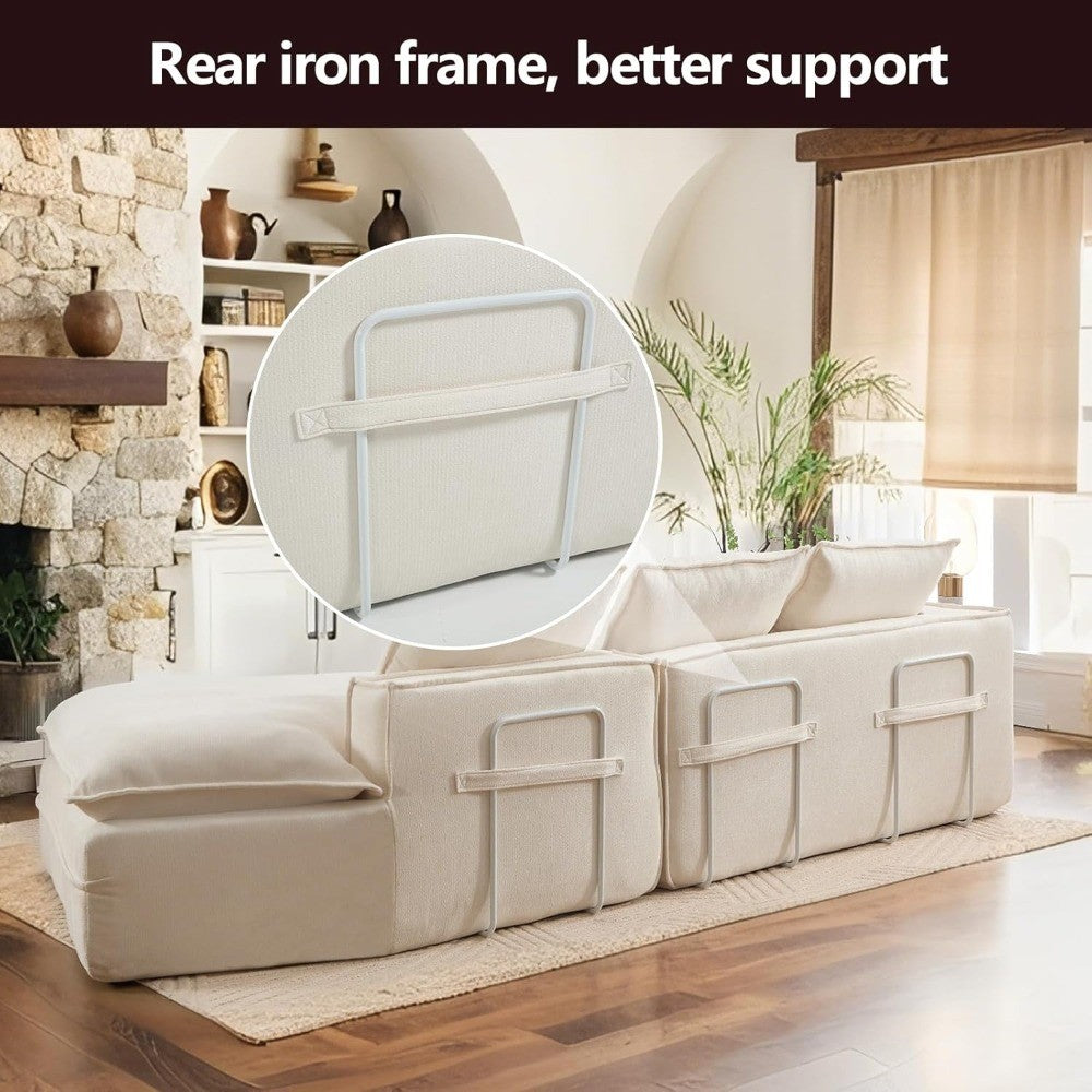 Luxury Oversized Cloud Couch – 4-Seater Boneless Deep-Seat Sectional Sofa for Living Room, Plush Ready-to-Relax Sofa