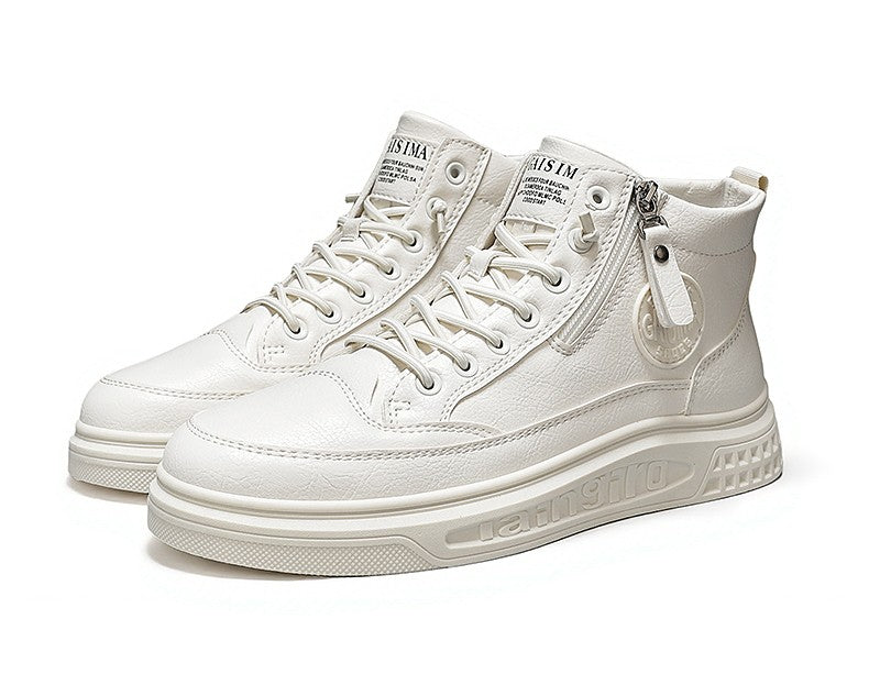 Leather Men Ankle Boots Fashion comfortable Men Sneakers Luxury British style High Top Shoes Men Platform Casual Shoes 2025 New