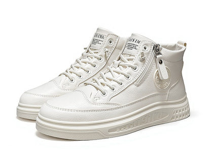 Leather Men Ankle Boots Fashion comfortable Men Sneakers Luxury British style High Top Shoes Men Platform Casual Shoes 2025 New