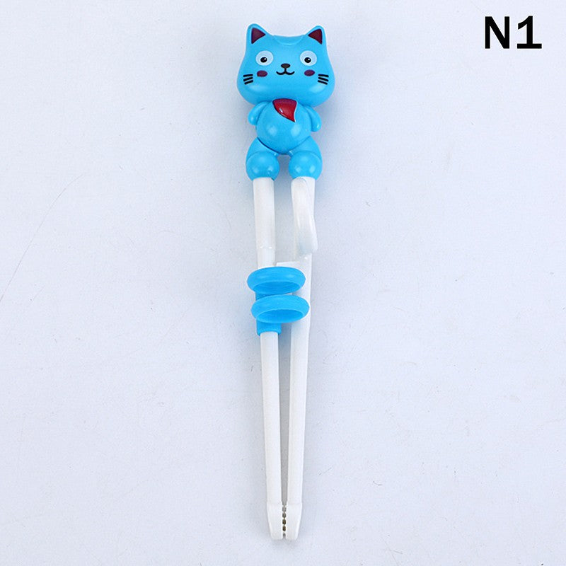 {MX} Cute Cartoon Animal Head Chopsticks For Children Eating Training with Finger Guide Food Grade Plastic Baby Learn Chopsticks