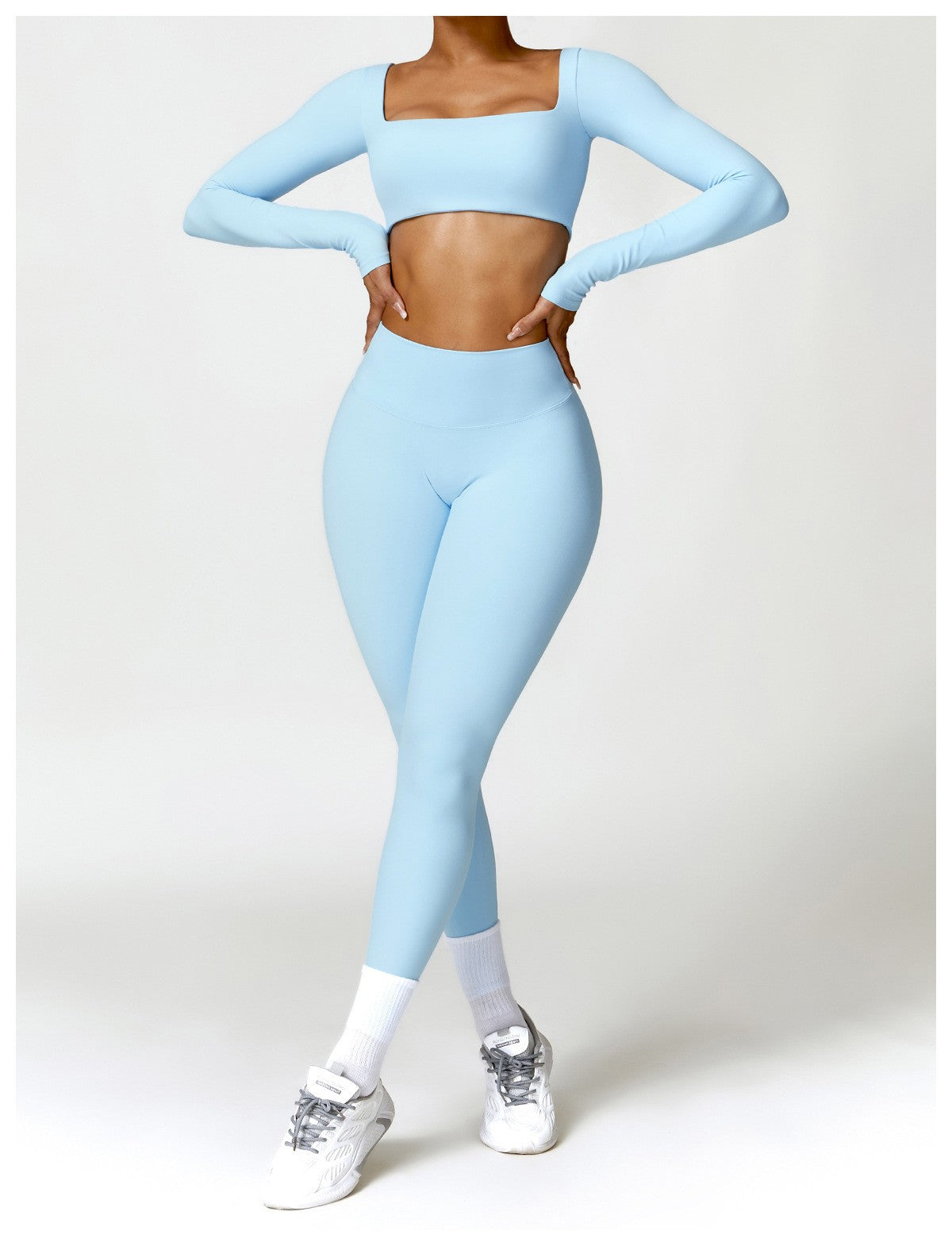 2PCS Yoga Set Women Gym Long Sleeve Sports Suits Fitness Bra Crop Top Workout Clothes Female Athletic Wear Legging Sportswear