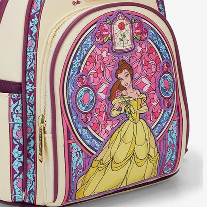 Nova carteira mochila mini Loungefly Disney A Bela e a Fera Bela Vitral Retrato