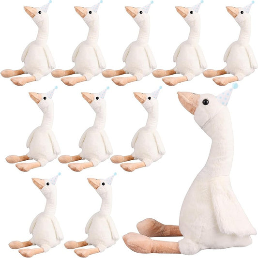 6/10/16Pcs One Silly Goose Birthday Decor 11.8 Inch Goose Stuffed Animal With Pink/Blue Hats Mini Birthday Party Hats