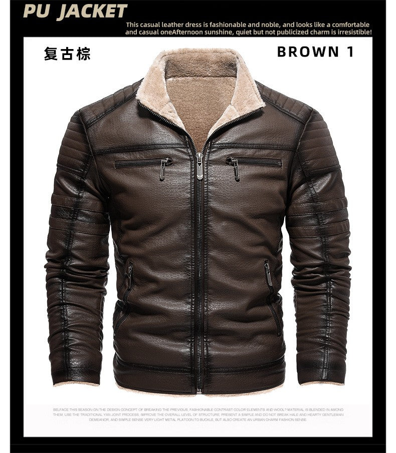 2024 Men Faux Leather Jacket High Quality Casual Zipper Fleece Warm Coats Winter Men Vintage Motorcycle Leather Jacket Men S-4Xl