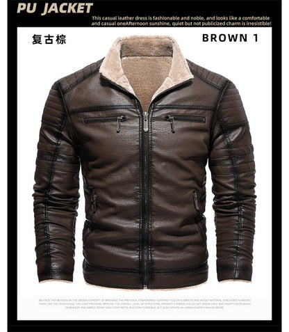 2024 Men Faux Leather Jacket High Quality Casual Zipper Fleece Warm Coats Winter Men Vintage Motorcycle Leather Jacket Men S-4Xl