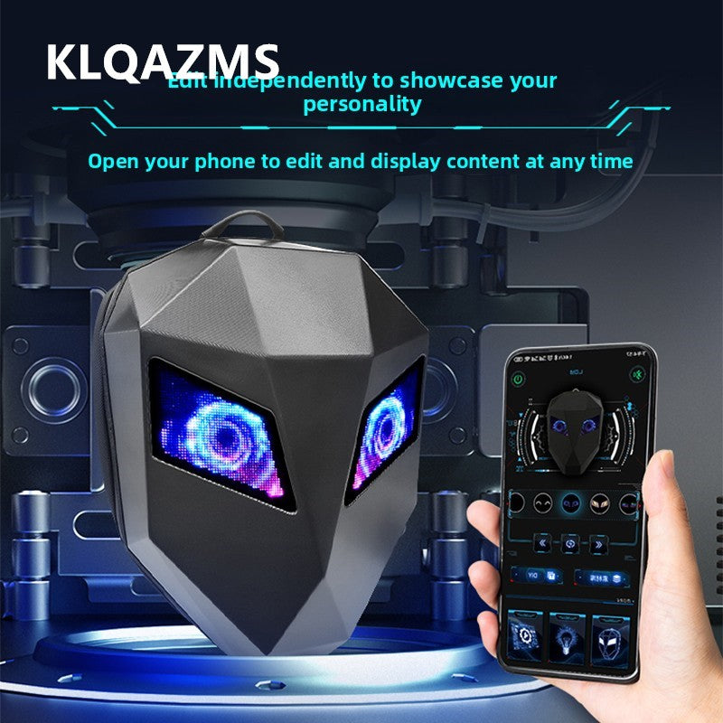 KLQDZMS Men's Backpack Laptop Waterproof Shoulder Bag Night Riding Motorcycle Helmet Schoolbag LED Light Emitting Backpacks