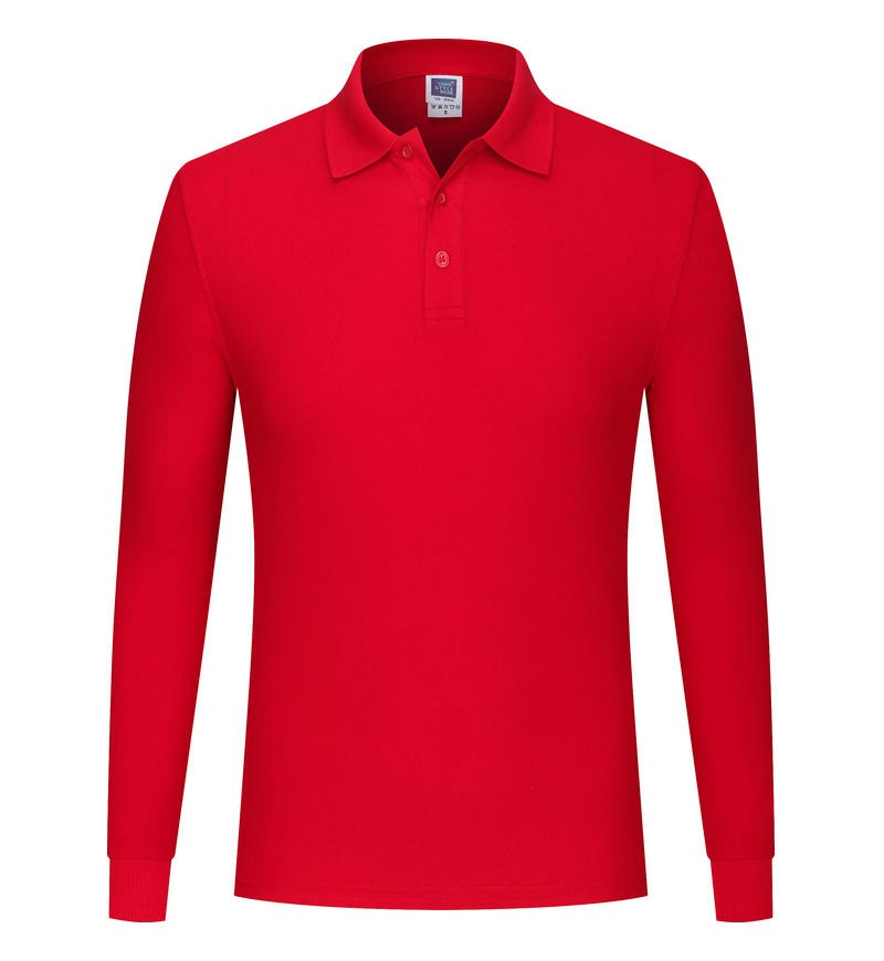 Cotton long sleeved polo shirt, men's and women's breathable spring and autumn T-shirt, printed logo embroidery workwear