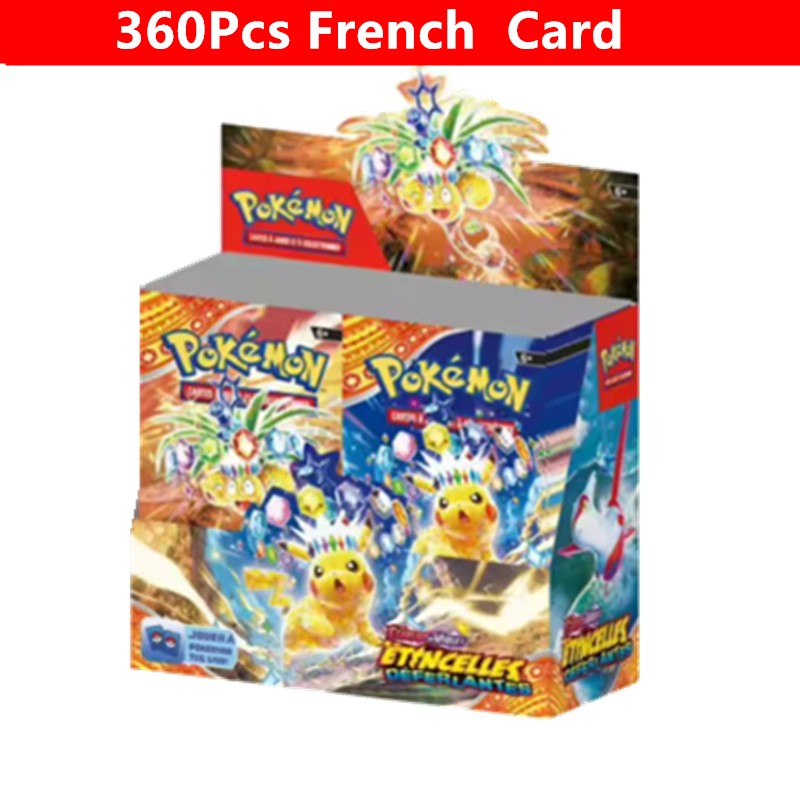 360 Cartas Pokémon em Inglês, Espanhol, Francês - Evoluções Prismáticas, Faíscas Efervescentes, Escarlate e Violeta 151, Booster Pokémon, Cartas de Batalha