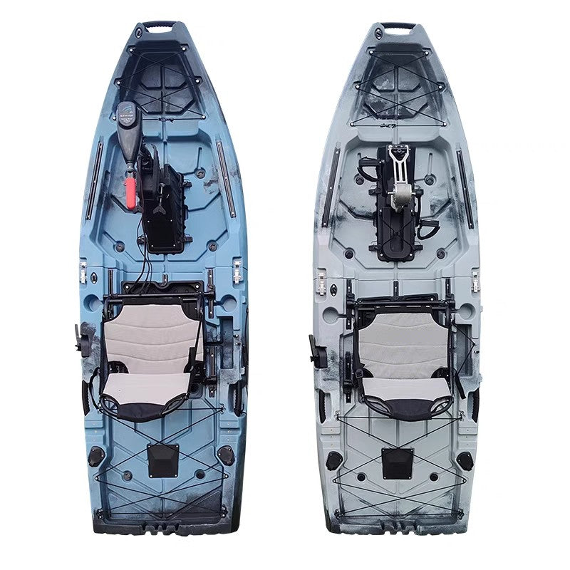 Caiaque Modular de 2 Lugares, Canoa HDPE Elétrica/a Pedal com Assentos de Alumínio, Barco de Pesca Portátil para Recreação em Lagos e no Mar