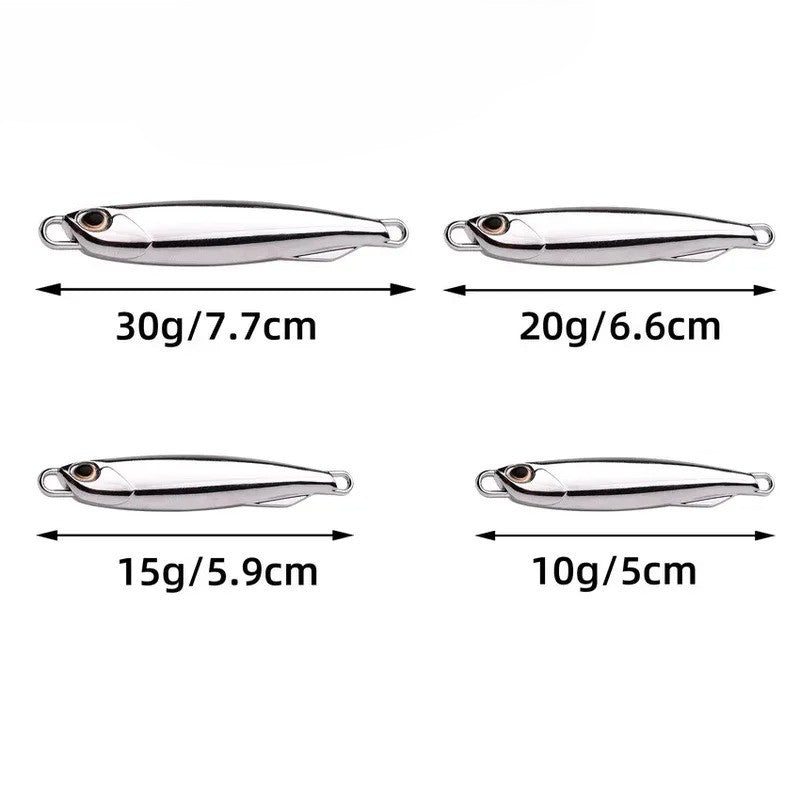10 unidades/pacote Iscas Metálicas Jig para Pesca 30g 40g Chapeamento Prateado Isca Metálica Jig Pesca Marítima Isca de Pesca Baixo Salgado Material de Pesca