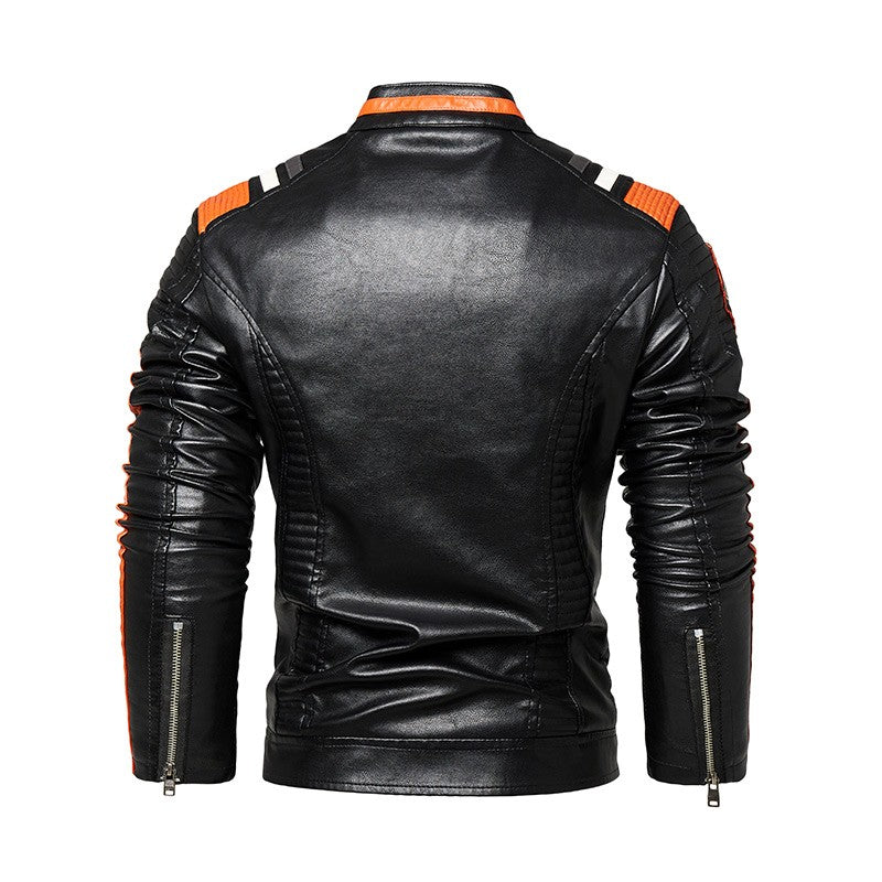 Mens Vintage Motorcycle Jacket 2023 Men Fashion New Biker Leather Jacket Male Embroidery Bomber Coat Winter Fleece Pu Overcoat