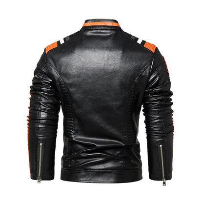 Mens Vintage Motorcycle Jacket 2023 Men Fashion New Biker Leather Jacket Male Embroidery Bomber Coat Winter Fleece Pu Overcoat