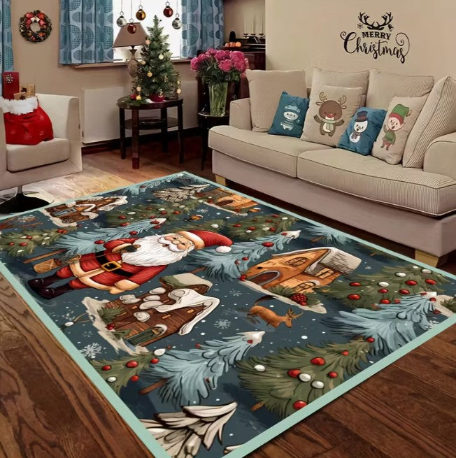 Santa Claus Christmas Carpet Indoor Door Mat Suitable for Living Room and Bedroom Holiday Decoration Holiday Home Decoration